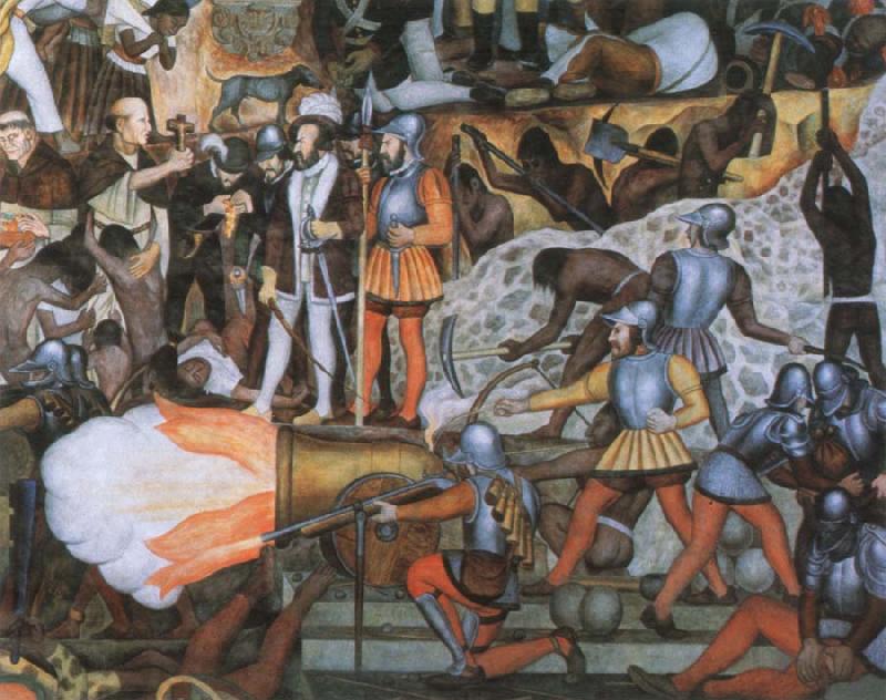 Diego Rivera the spanish conquest of mexico China oil painting art